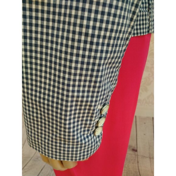Vintage 90s Y2K Esprit Gingham Check Cotton Blazer Size M Blue White Jacket - Picture 5 of 12
